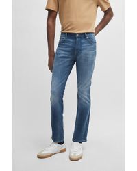 BOSS - Slim-fit Jeans In Blue Italian Cashmere-touch Denim - Lyst
