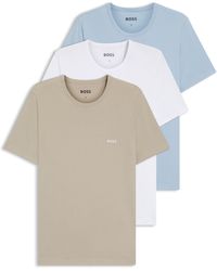 BOSS - Three-Pack Of Cotton T-Shirts With Logo Embroidery - Lyst