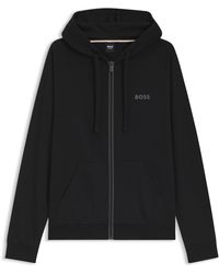 BOSS - Hoodie Van Katoenen Badstof Met Contrasterende Rits - Lyst