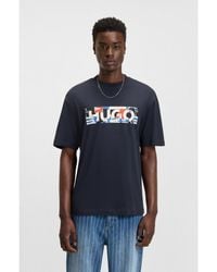 HUGO - Cotton-Jersey T-Shirt With Graphic Logo Print - Lyst