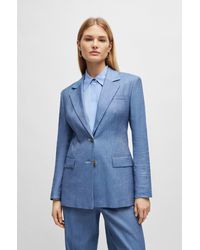 BOSS - Single-breasted Jacket In Linen, Cotton And Stretch - Lyst