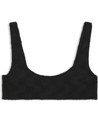 HUGO - Stretch-Terry Bikini Top With Stacked Logos - Lyst