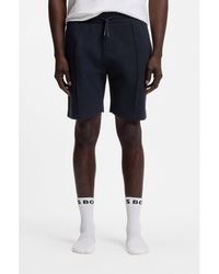 BOSS - Cotton-Blend Shorts With Metallic Logo - Lyst