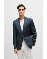 BOSS - Regular-fit Jacket In Micro-patterned Wool And Linen - Lyst