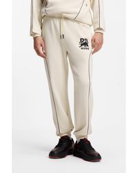 HUGO - X Rb Stretch-Cotton Tracksuit Bottoms With Bull Motif - Lyst