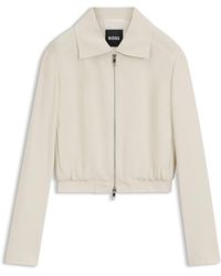 BOSS - Regular-Fit Jasje Met Rits Van Crêpe - Lyst