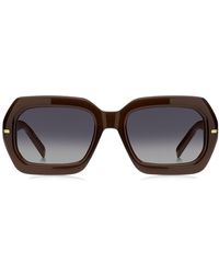 BOSS - Sonnenbrille Aus Braunem Acetat Mit Gemusterten Bügeln - Lyst