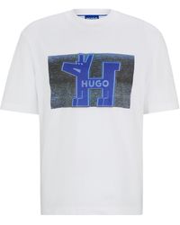HUGO - Regular-fit T-shirt Van Katoenen Jersey Met Logo-artwork - Lyst