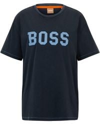 BOSS - Relaxed-Fit T-Shirt aus Baumwoll-Jersey mit gesticktem Artwork - Lyst