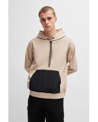 HUGO - Relaxed-fit Hoodie In Stretch Cotton With Contrast Pocket - Lyst