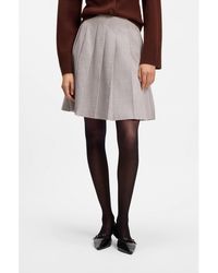HUGO - Pleated Mini Skirt With Micro Check - Lyst