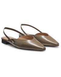 BOSS - Ballerina Pumps Van Leer Met Open Hiel - Lyst