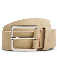 HUGO - Suede Belt With Silver-tone Buckle - Lyst