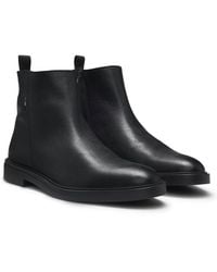 BOSS - Ankle Boots Aus Leder Mit Kuscheligem Innenfutter - Lyst