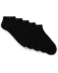 BOSS - Five-Pack Of Cotton-Blend Ankle Socks With Branding - Lyst