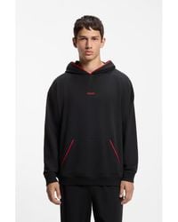HUGO - Relaxed-Fit Hoodie With Branded Contrast Piping - Lyst