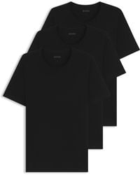 BOSS - Set Van Drie T-Shirts Van Katoen Met Logostiksel - Lyst