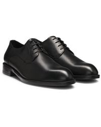 BOSS - Leather Derby Shoes With Stitching Details - Lyst