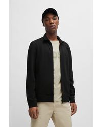 BOSS - Cotton-terry Zip-up Jacket With Logo Patch - Lyst