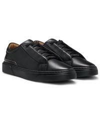 BOSS - Gary Leather Trainers With Hidden Laces - Lyst