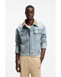 HUGO - Relaxed-Fit Cotton Jacket With Corduroy Collar - Lyst