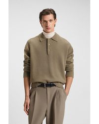 BOSS - Virgin-Wool Sweater With Polo Collar - Lyst