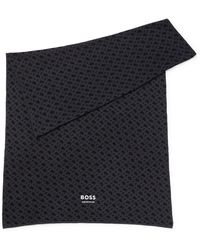 BOSS - Equestrian Cotton-blend Scarf With Monogram Jacquard - Lyst