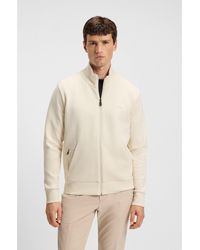 BOSS - Stretch-Cotton Zip-Up Sweatshirt With Logo Print - Lyst