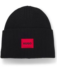 HUGO - All-Gender Mütze Aus Woll-Mix Mit Logo - Lyst
