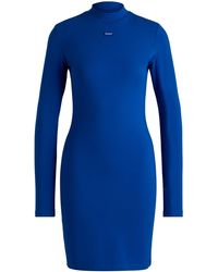 HUGO - Bodycon-Kleid Aus Stretch-Baumwolle Mit Logo-Aufnäher - Lyst