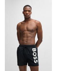 BOSS - Contrast-logo Swim Shorts In Quick-drying Fabric - Lyst