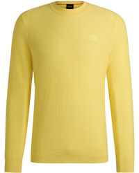BOSS - Regular-Fit Pullover aus Baumwolle mit Kaschmir-Anteil und Logo-Aufnäher - Lyst
