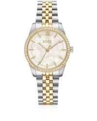 BOSS - Graceful Two-Tone Watch With Crystal-Set Bezel - Lyst