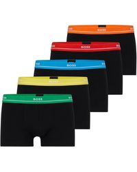 BOSS - Fünfer-Pack Boxershorts aus Stretch-Baumwolle mit Logos am Bund - Lyst