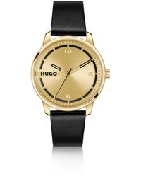 HUGO - Tone Watch With Leather Strap - Lyst