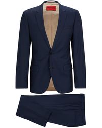 HUGO - Slim-Fit Anzug aus gemusterter Schurwolle mit Canvas-Struktur - Lyst