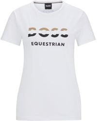 BOSS - Equestrian Stretch-Cotton T-Shirt With Logo Details - Lyst