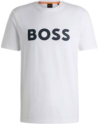 BOSS - T-shirt Van Katoenen Jersey Met Logo In Rubberprint - Lyst