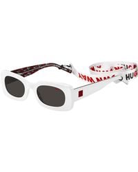HUGO - White-acetate Sunglasses With Detachable Slogan Strap Women's Eyewear - Lyst