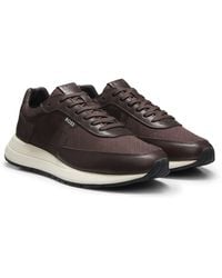 BOSS - Monogram Trainers With Leather Trims And Eva-Rubber Sole - Lyst
