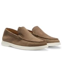 BOSS - Suede Loafers With Contrast Outsole - Lyst
