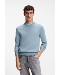 BOSS - Cotton-Blend Sweater With Logo Patch - Lyst
