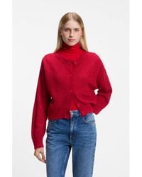 BOSS - Relaxed-Fit Cardigan With Open-Knit Details - Lyst