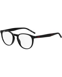HUGO - Black-acetate Optical Frames With Patterned Temples - Lyst