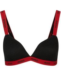 HUGO - Lace Triangle Bra With Contrast Branded Trims - Lyst