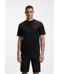 BOSS - Stretch-Cotton T-Shirt With Logo Artwork - Lyst