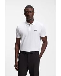 BOSS - Cotton-Piqué Polo Shirt With All-Over Print - Lyst