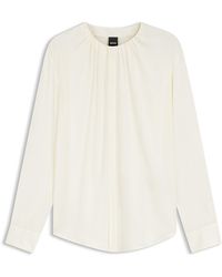 BOSS - Blusa En Seda Elástica Con Frunces - Lyst