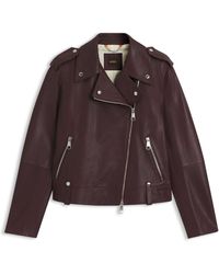 BOSS - Bikerjas Van Generfd Leer Met Ritsen En Studs - Lyst