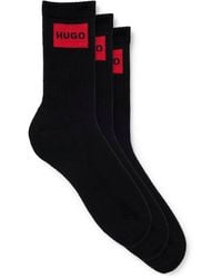 HUGO - Three-Pack Of Short Socks With Logo Labels - Lyst